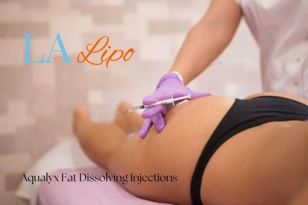 Woman having fat dissolving injections Stoke on thighs