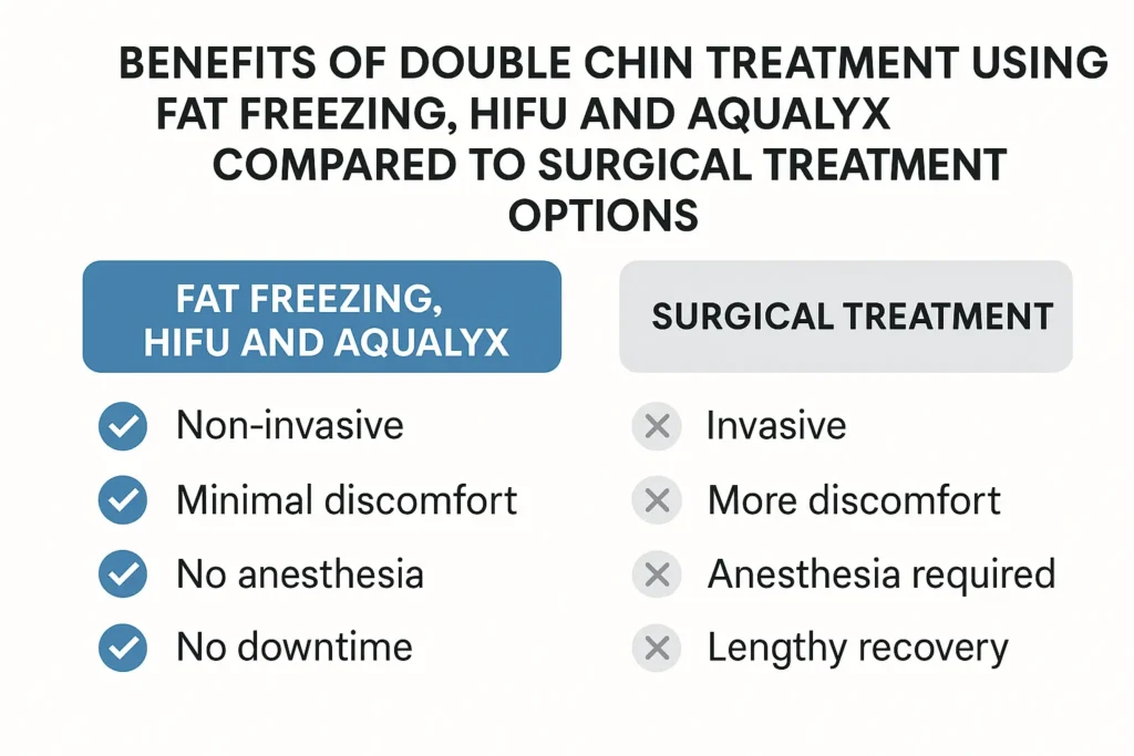 Graphic about the benefits of double chin treatment Stoke - from LA LIPO