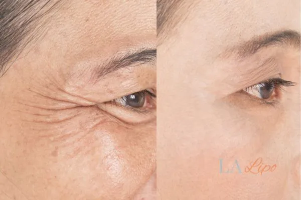 Before and after results of woman - HI-fu wrinkles reduction treatment Stoke