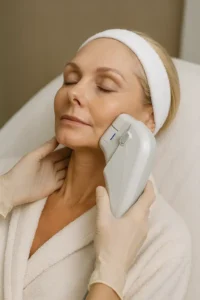 Woman receiving HIFU non surgical facelift treatment Stoke