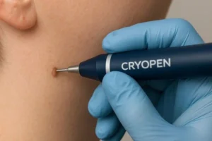 Person receiving skin tag removal Stoke